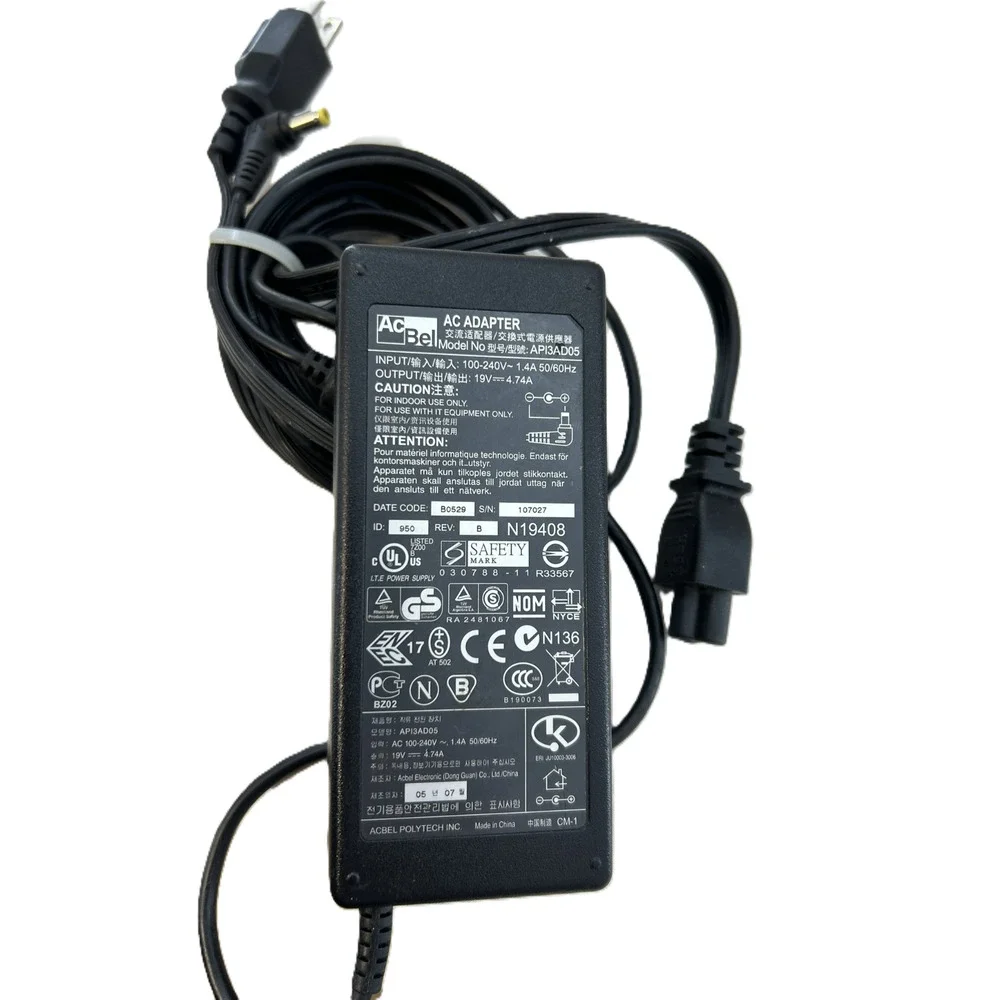 AcBel API3AD05 19V 4.74A 90W Laptop AC Adapter Charger